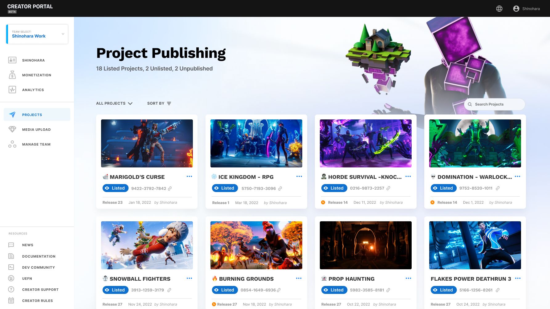 Creator Portal Projects Page Example_con