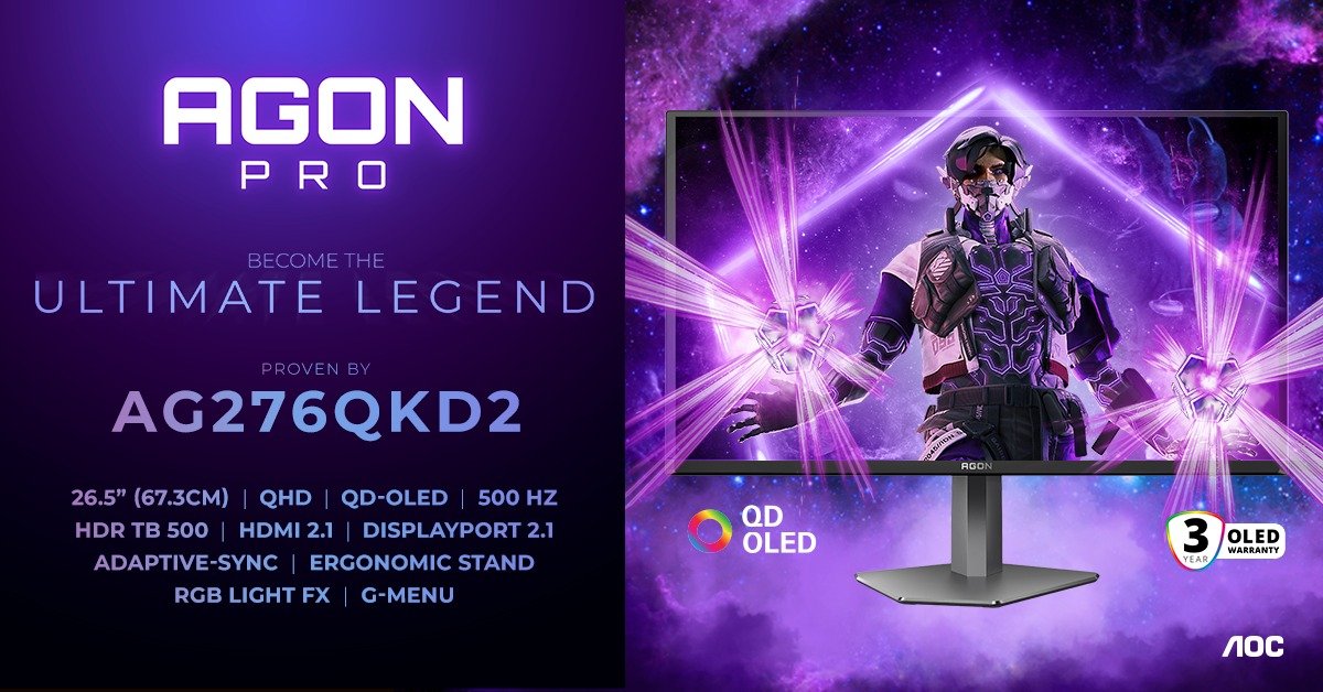AGON by AOC wprowadza monitor AG276QKD2 z odświeżaniem 500 Hz