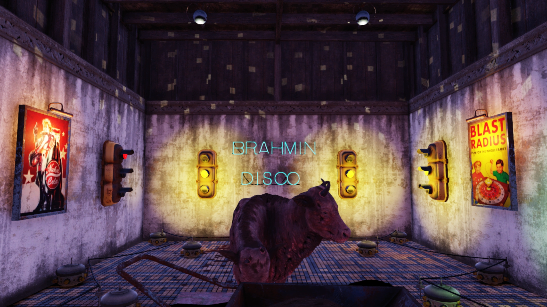 Dyskoteka z brahminami w Fallout 76