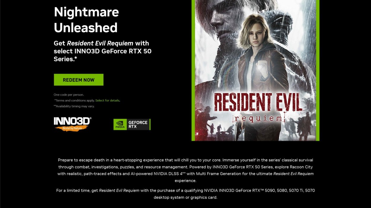 Kup kartÄ™ INNO3D GeForce RTX 50 i odbierz Resident Evil Requiem gratis