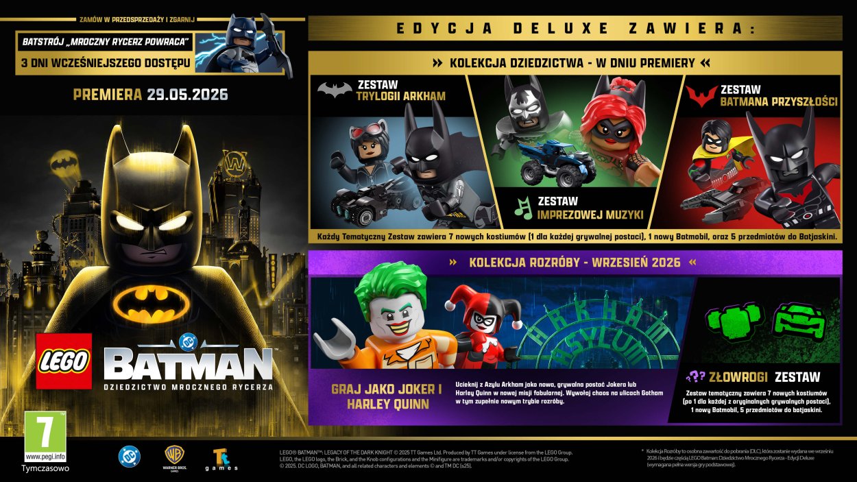 LEGO Batman: Dziedzictwo Mrocznego Rycerza z polskim dubbingiem i edycją deluxe