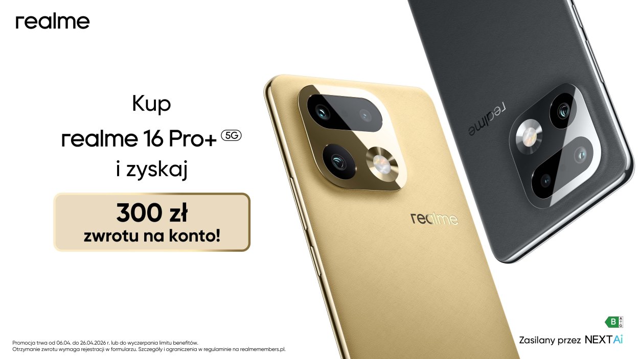 realme 16 Pro+ z cashbackiem 300 zÅ‚ â€“ promocja na aparat 200 MP i bateriÄ™ 7000 mAh