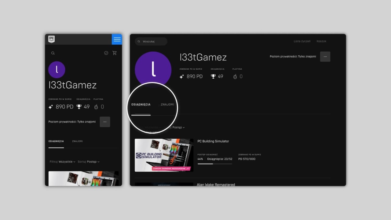 Zaszły zmiany w osiągnięciach na platformie Epic Games Store