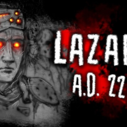 Lazarus A.D. 2222, ręcznie rysowana wizualna powieść, w dystopyjnym stylu na zwiastunie, ze wstępną datą premiery
