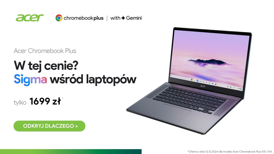 Acer Chromebook Plus – Twój idealny partner do pracy i rozrywki za 1699 zł!