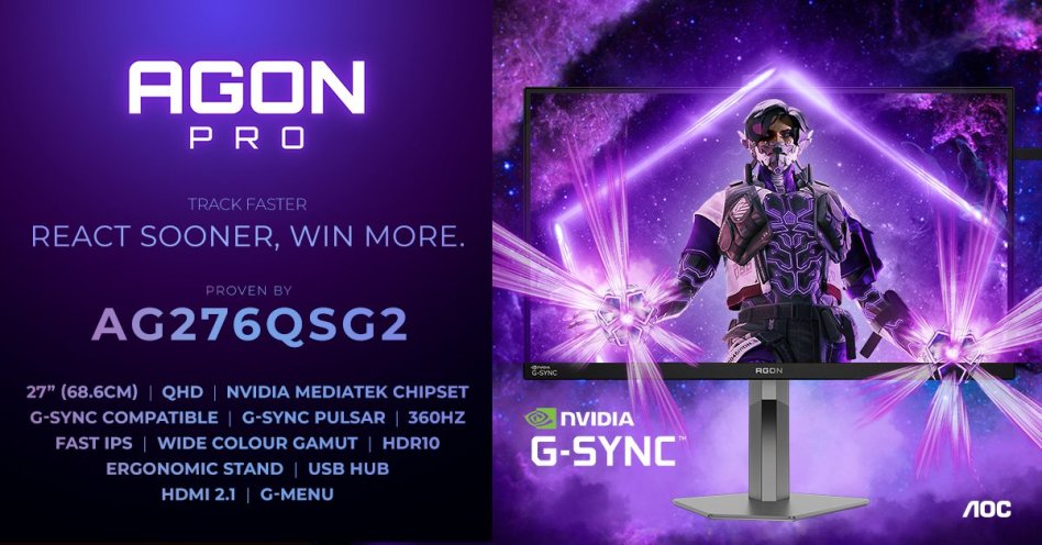 AGON by AOC prezentuje monitor AG276QSG2 z odÅ›wieÅ¼aniem 360 Hz