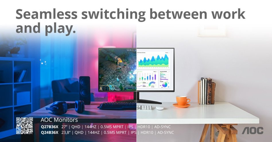 AOC wprowadza dwa nowe monitory Q24B36X i Q27B36X z rozdzielczoÅ›ciÄ… 1440p