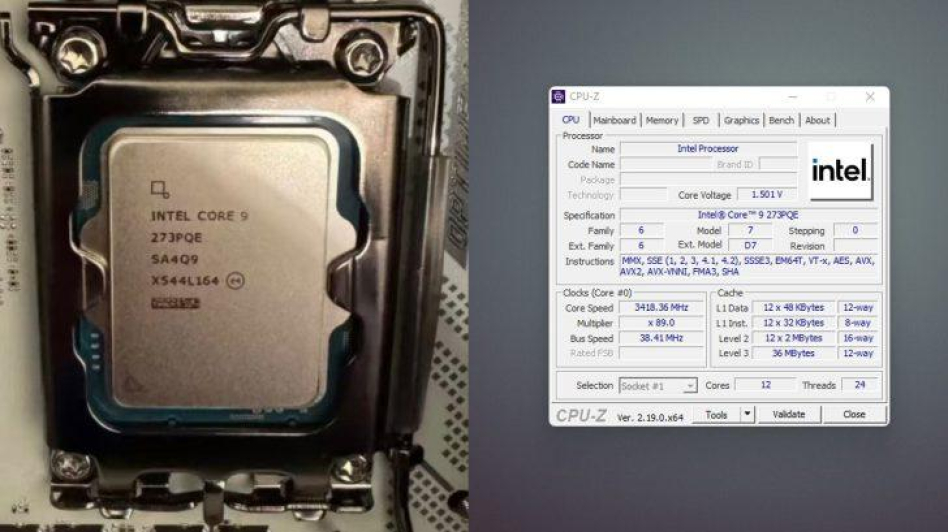 Intel Core i9 273PQE uruchomiony na pÅ‚ycie Z790 przez entuzjastÄ™