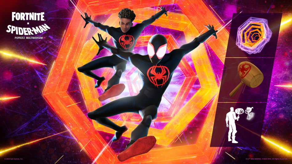 Nowa skórka Spider-Man: Miles Morales oraz Spider-Man 2099 dostępna do zakupienia przez graczy w sklepie Fortnite!