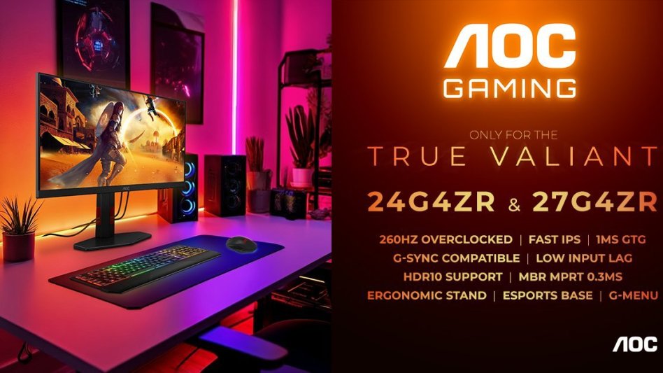 Nowe monitory AOC GAMING 24G4ZR i 27G4ZR z odÅ›wieÅ¼aniem 260 Hz w budÅ¼etowej cenie