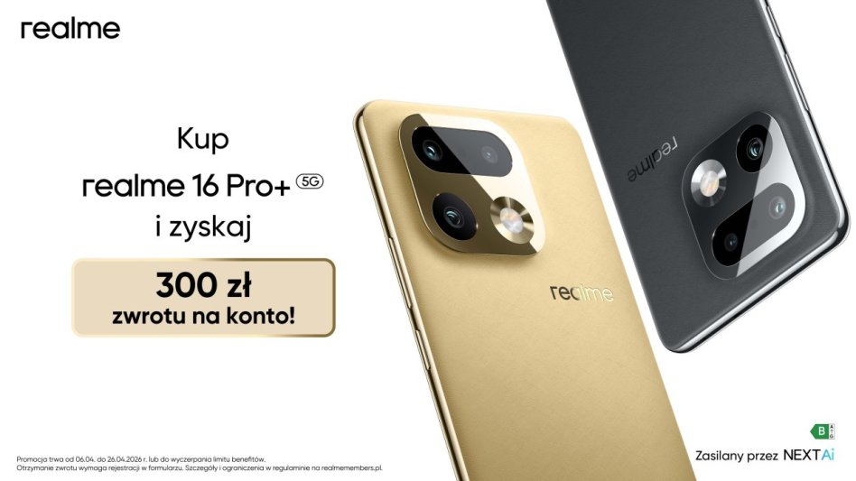 realme 16 Pro+ z cashbackiem 300 zÅ‚ â€“ promocja na aparat 200 MP i bateriÄ™ 7000 mAh