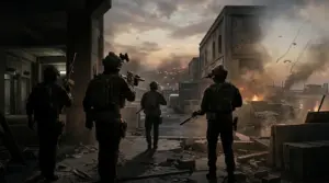 Tactical operators approach a battlefield representing Modern Warfare 4 campaign, multiplayer, and Warzone beta content.
