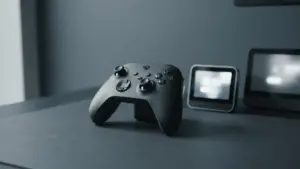 Kontroler Xbox obok urządzenia do weryfikacji wieku użytkownika