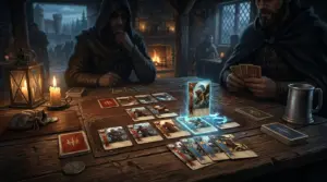 Fantasy card game match inspired by The Witcher 3’s expanded Gwent gameplay