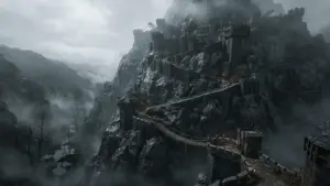 Medieval fortress and misty swamp surrounding a dangerous mountain ascent in Peak’s final update