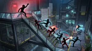 Stick figures battle through a chaotic corporate office in Stick It to the Stickman