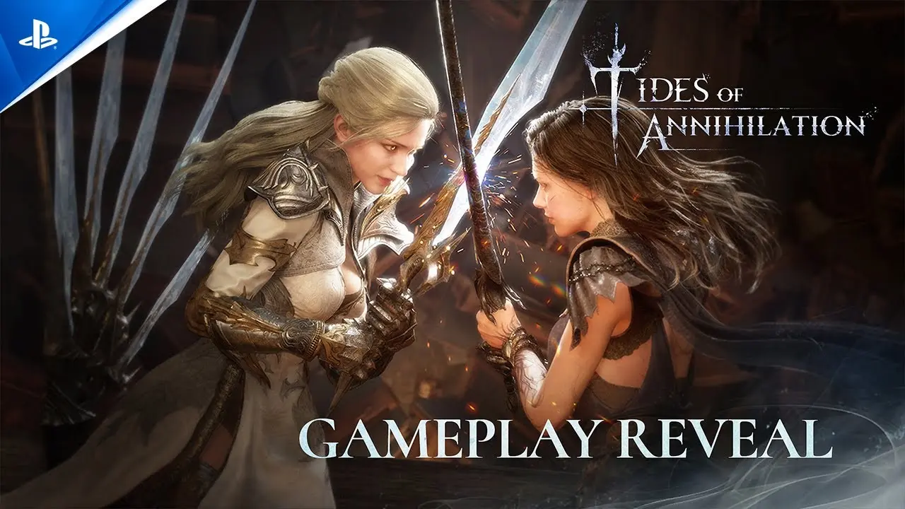 Two female warriors clashing swords in Tides of Annihilation Gameplay Reveal promotional art