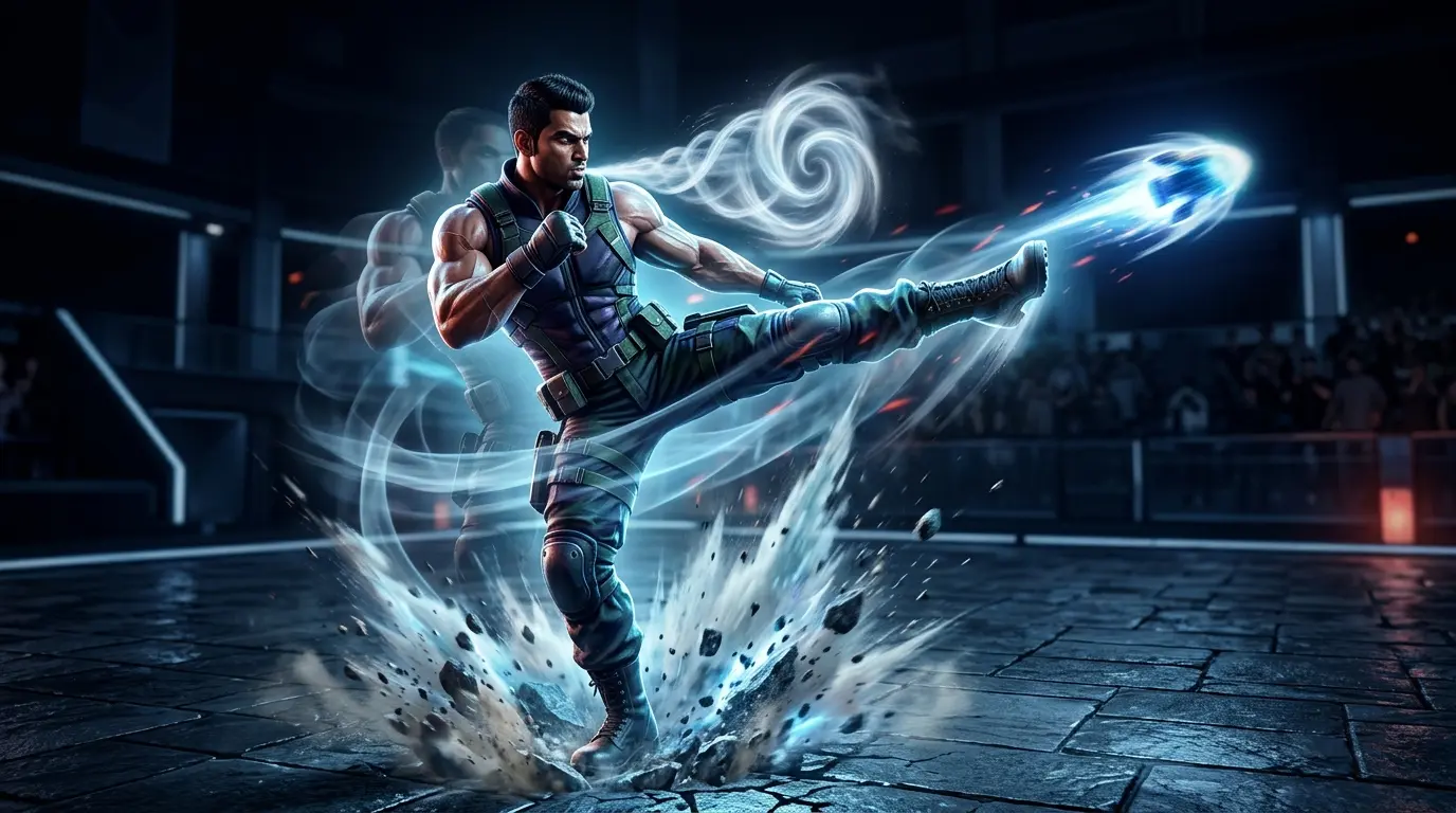 Arjun wykorzystuje techniki oddechowe i atak wiatrem w dynamicznej scenie Street Fighter 6