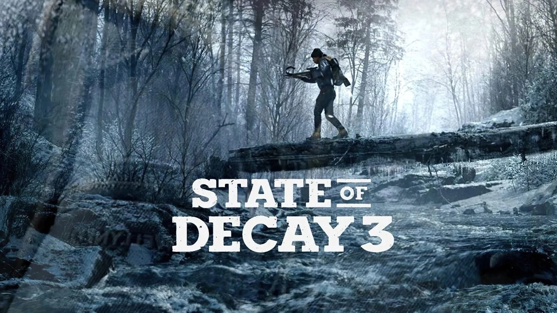 Oficjalna grafika koncepcyjna gry State of Decay 3 przedstawiająca postać w zimowym lesie.