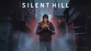 Kluczowy obraz z gry Silent Hill: Townfall przedstawiający mężczyznę w czerwonej kamizelce w mglistym mieście.